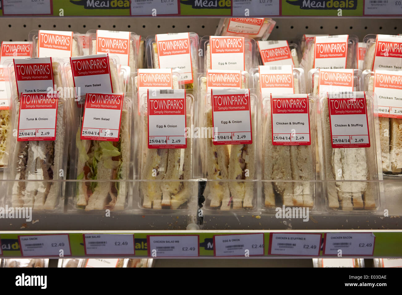 pre packed sandwiches on sale in a filling station convenience store in northern ireland Stock Photo
