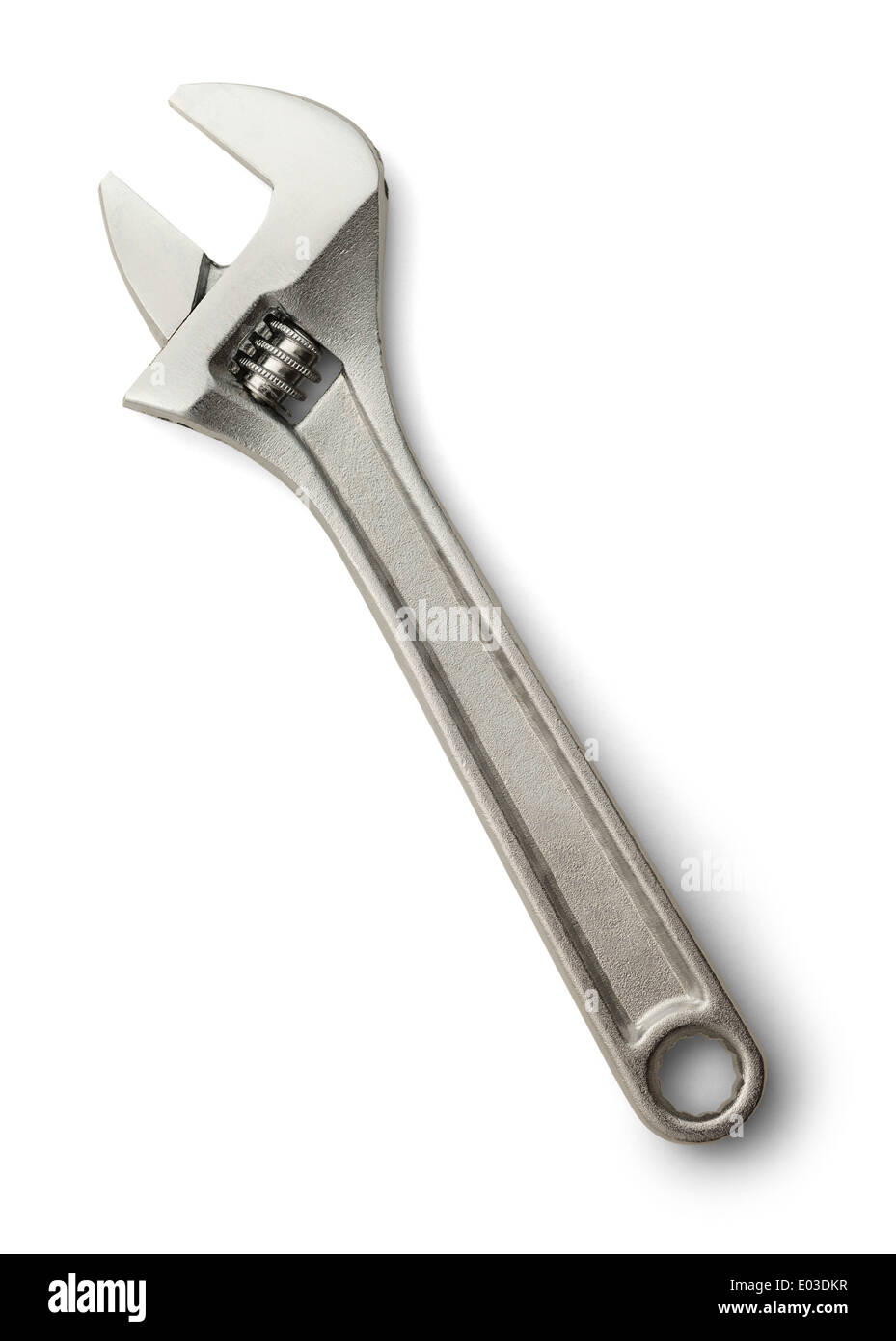 Silver Metal Monkey Wrench Isolated On White Background. Stock Photo