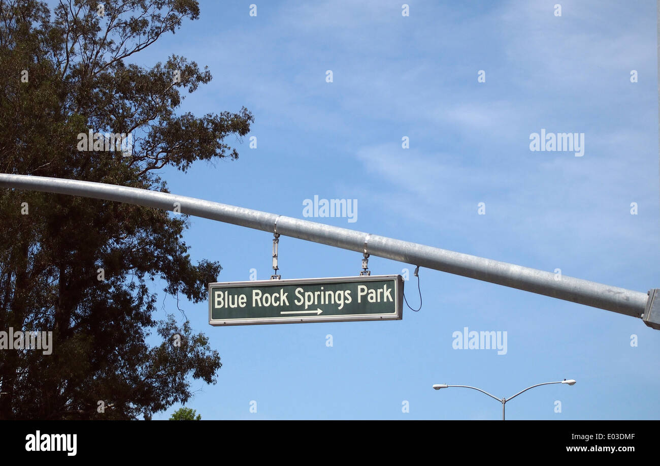 Blue Rock Springs Park sign, Vallejo , California USA Stock Photo