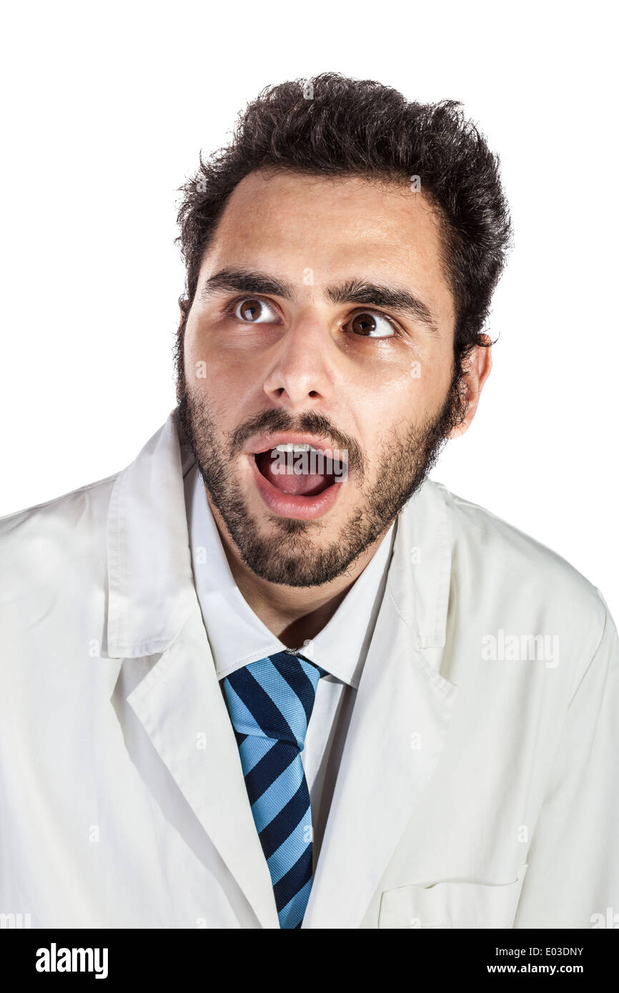 a young and handsome doctor or medical student isolated over a white background Stock Photo