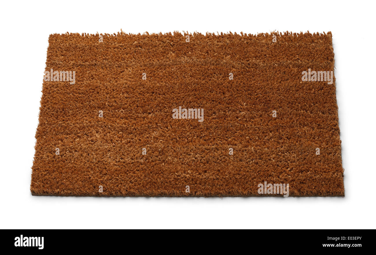 Front Door Mat with Copy Space Isolated on White Background. Stock Photo