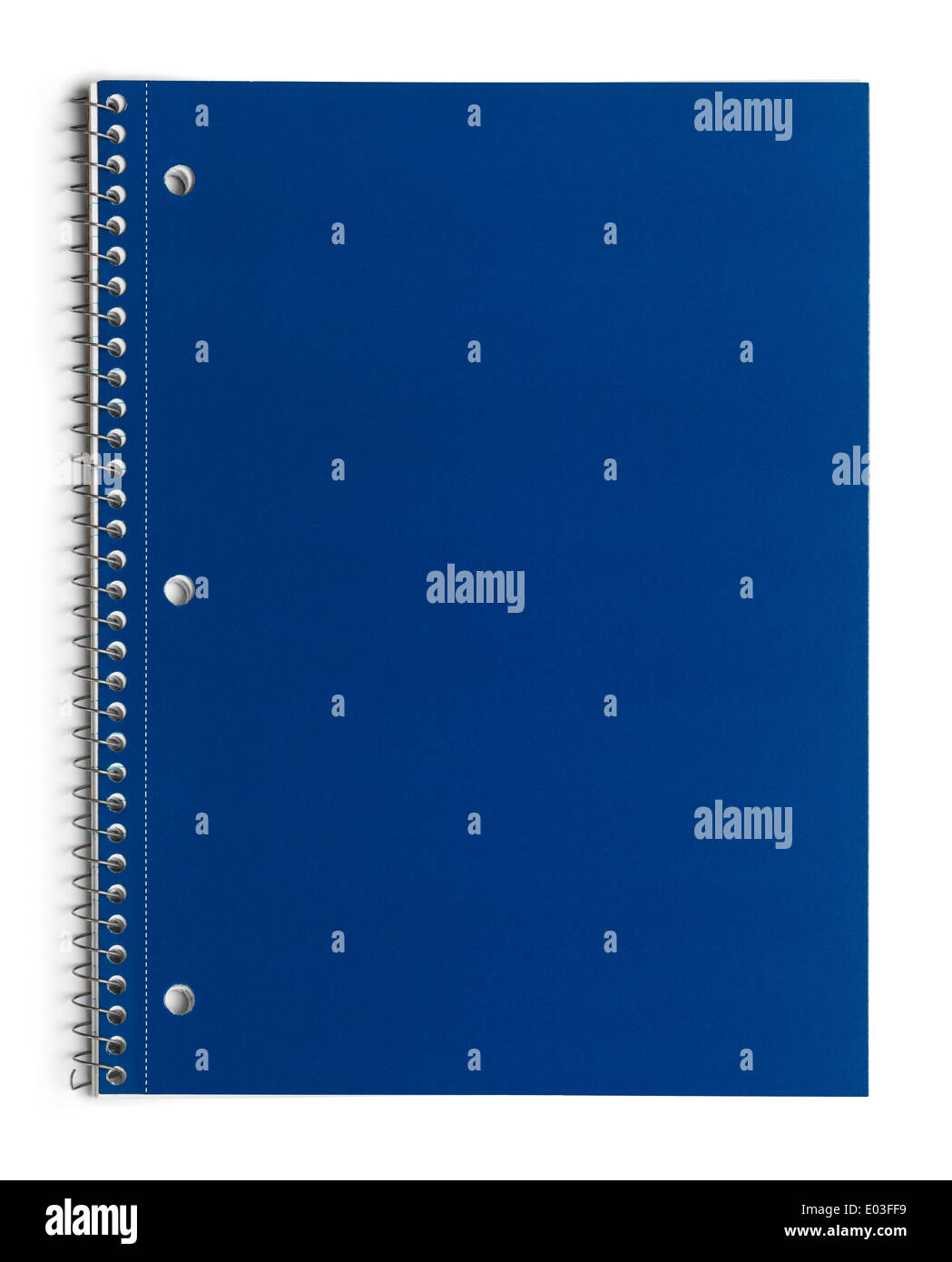 School Line Paper Notebook with Copyspace, Isolated on White Background. Stock Photo