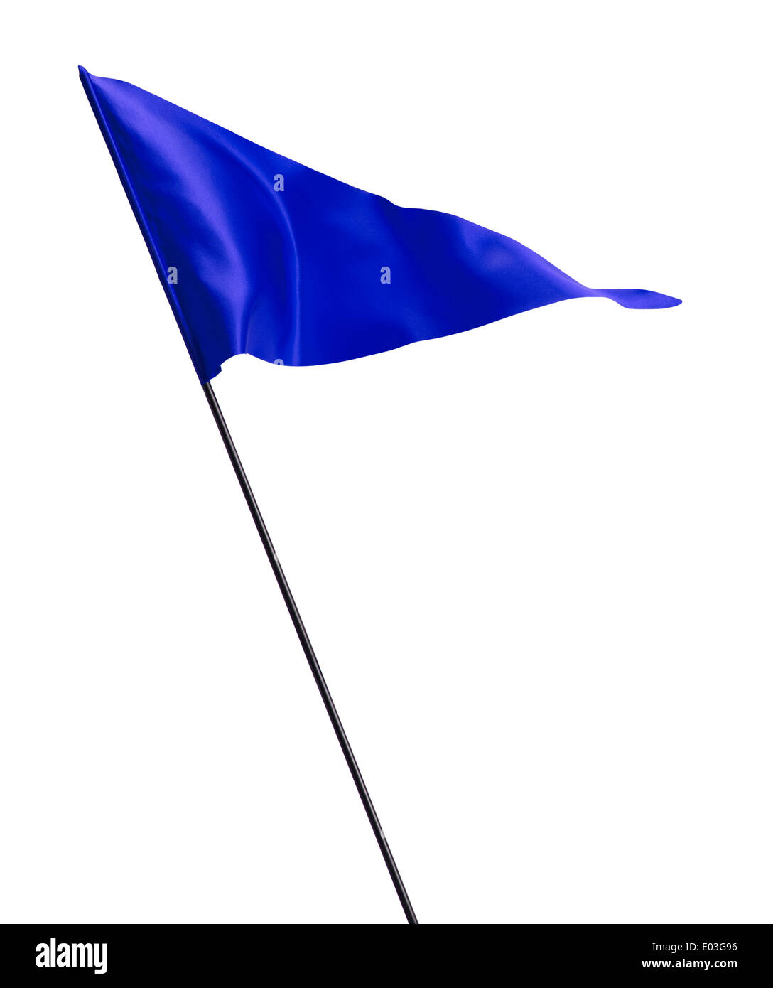 Fabric Golf Flag Waving in the Wind on Pole Isolated on White Background. Stock Photo