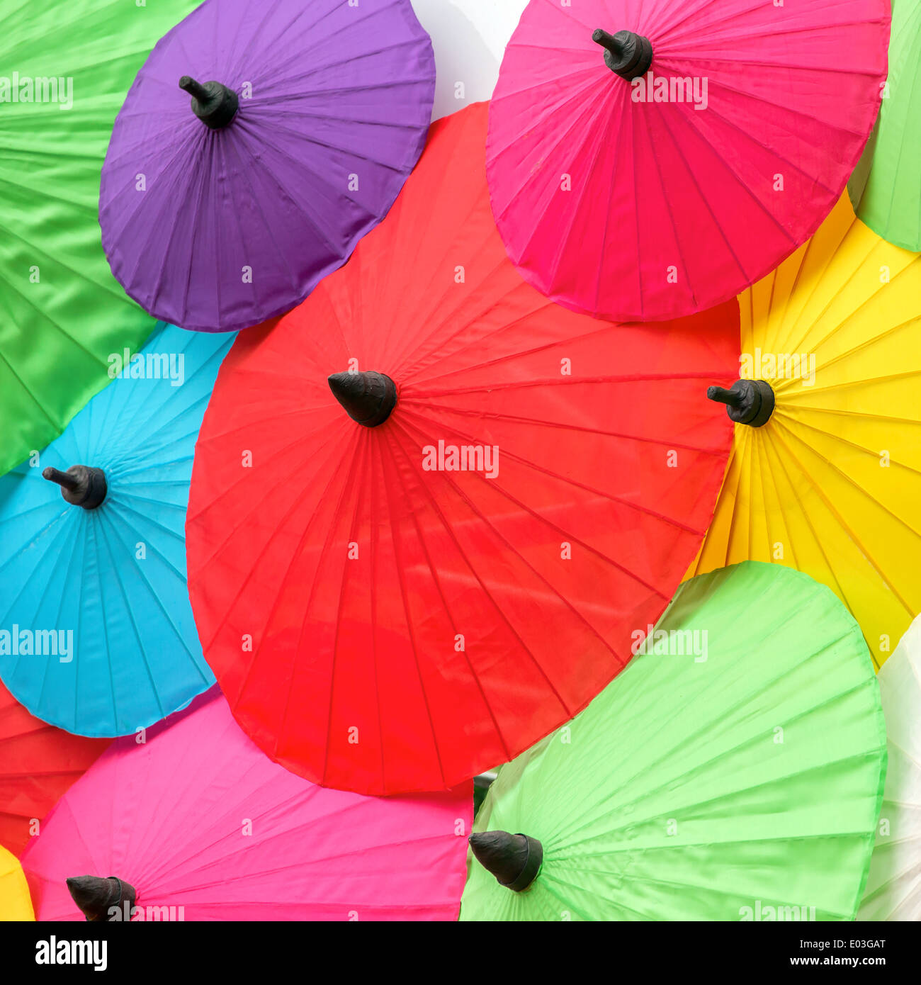 Colorful Thai traditional handmade umbrellas background Stock Photo - Alamy