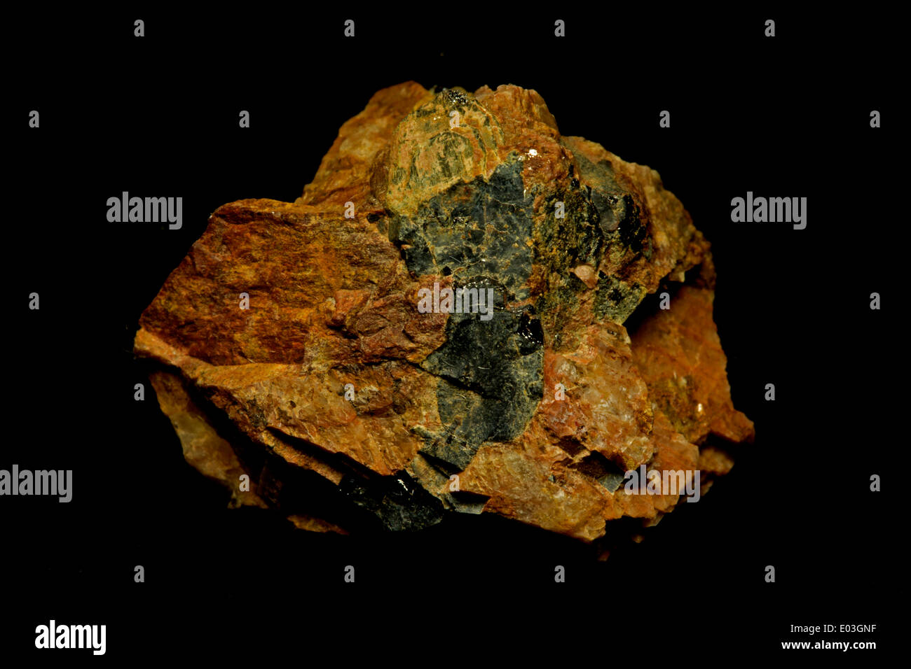 Allanite, Colorado, rare earth element ore mineral Stock Photo