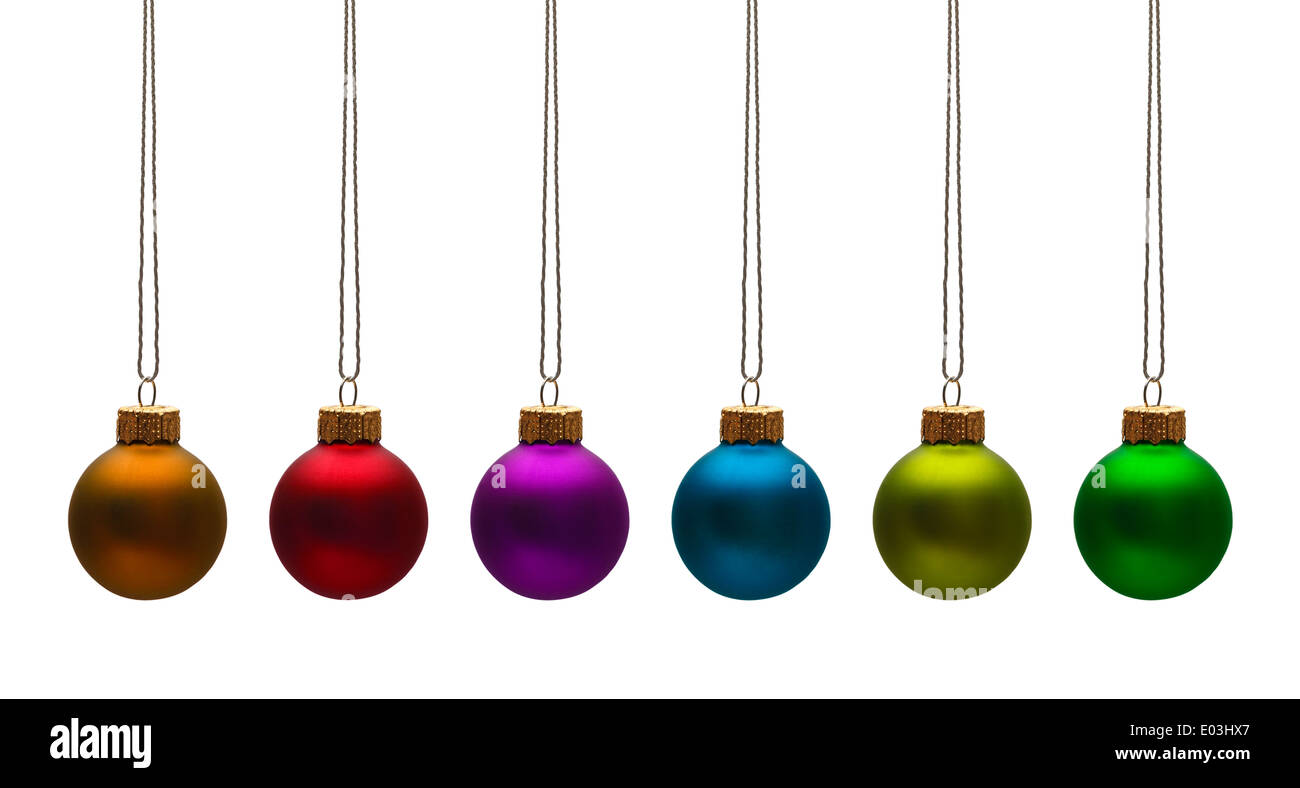 Round Tree Ornaments Isolated on White Background. Stock Photo