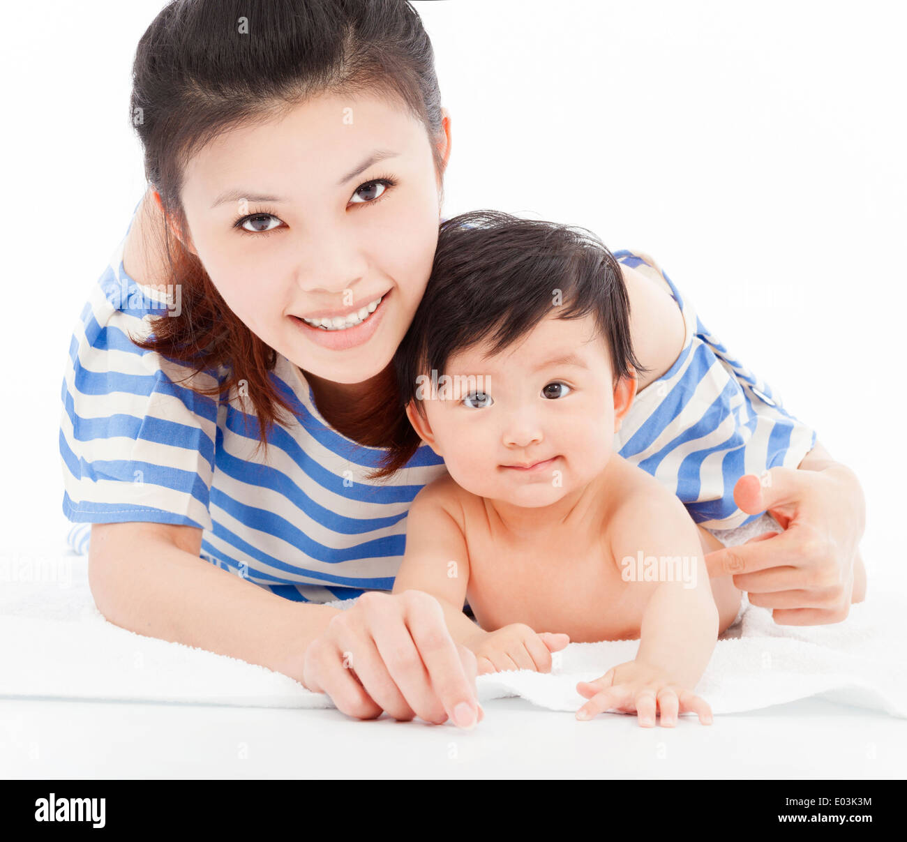 Happy mother with adorable child baby boy Stock Photo