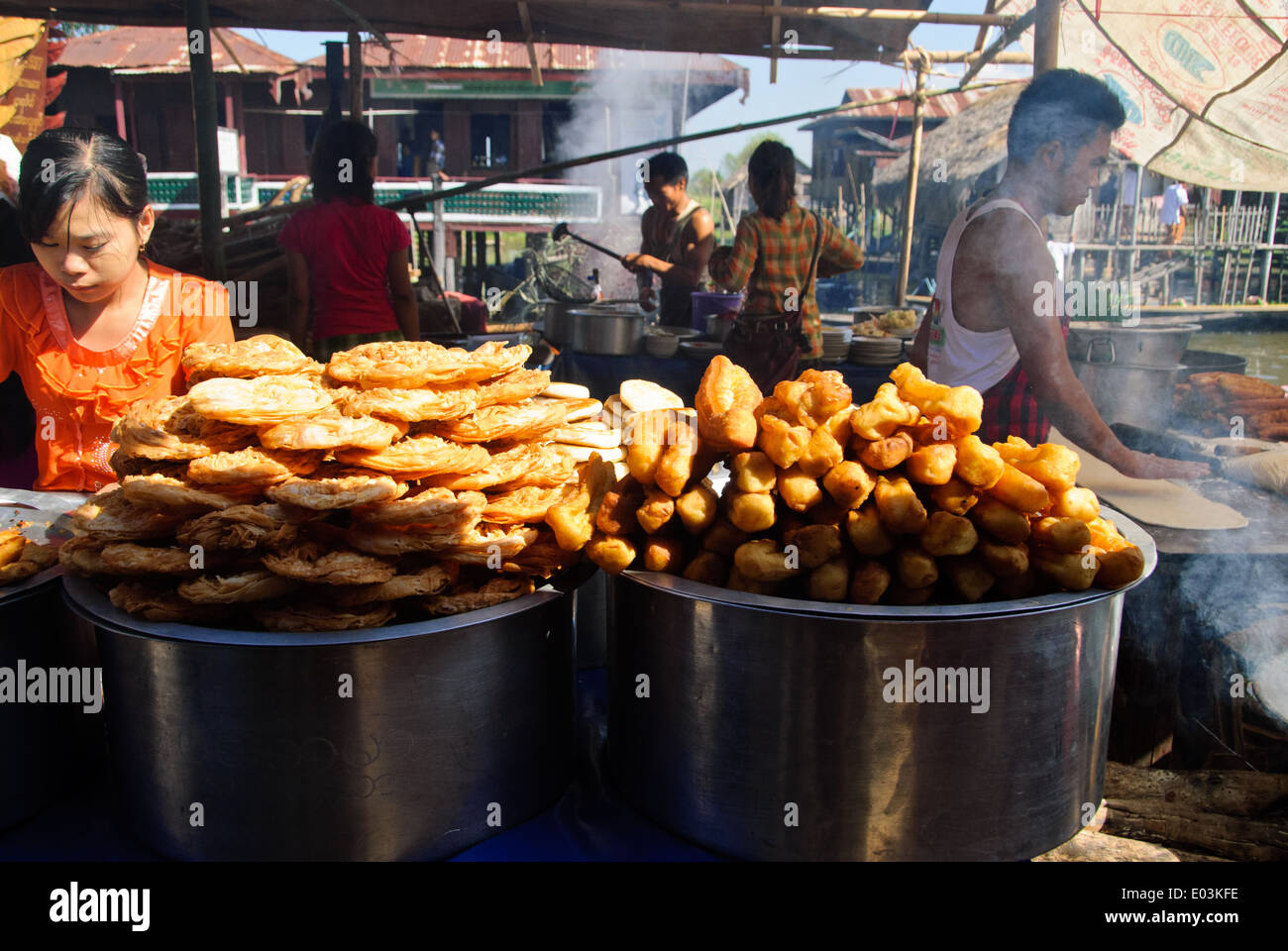 Street food in a village during a festival. Stock Photo