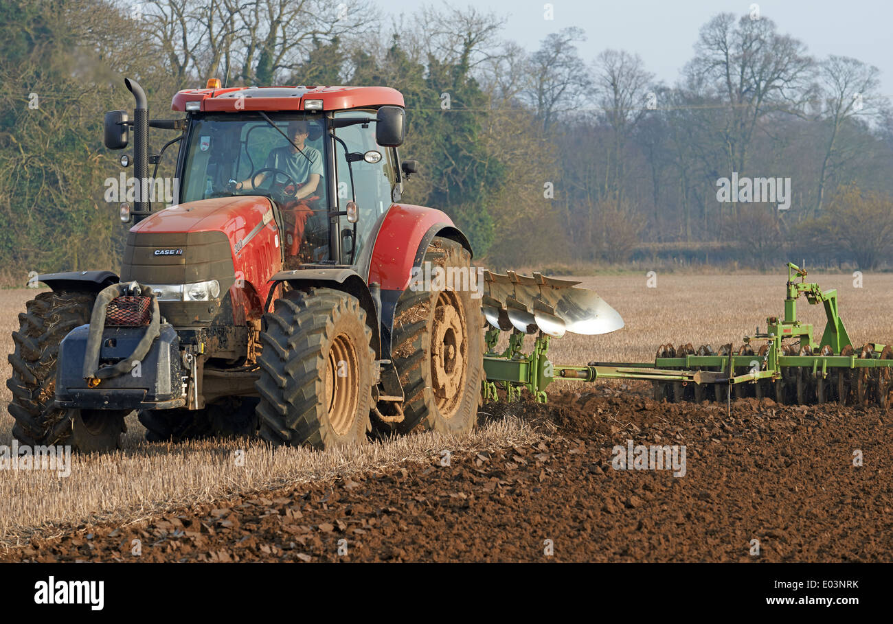 Ploughing with farrow press attached Stock Photo