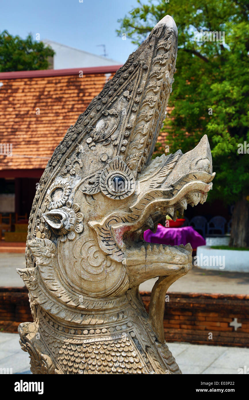 Naga statue at Wat Prasat Temple in Chiang Mai, Thailand Stock Photo