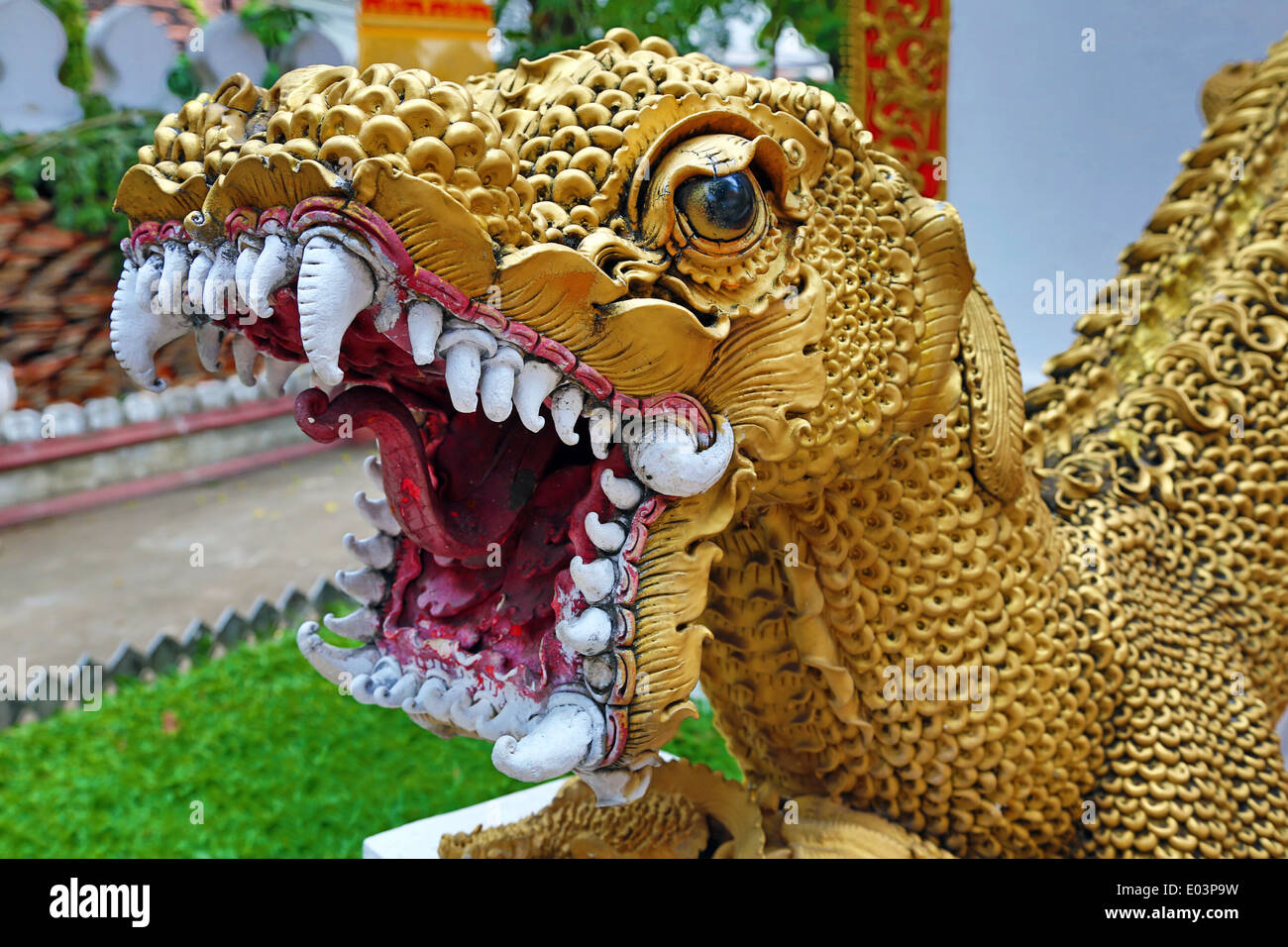 Gold Mom statue at Wat Maha Thera Chan Temple in Chiang Mai, Thailand Stock Photo