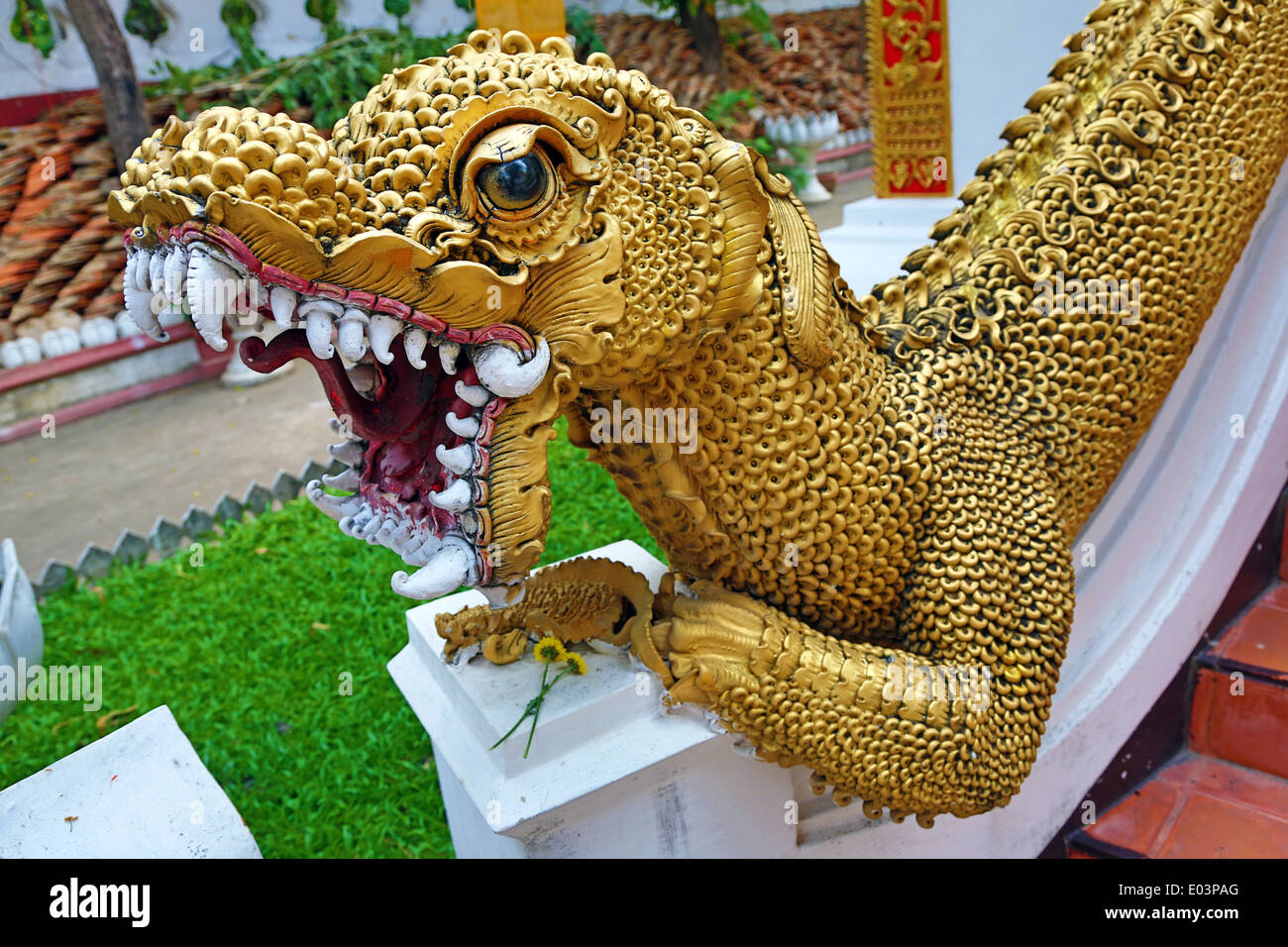 Gold Mom statue at Wat Maha Thera Chan Temple in Chiang Mai, Thailand Stock Photo