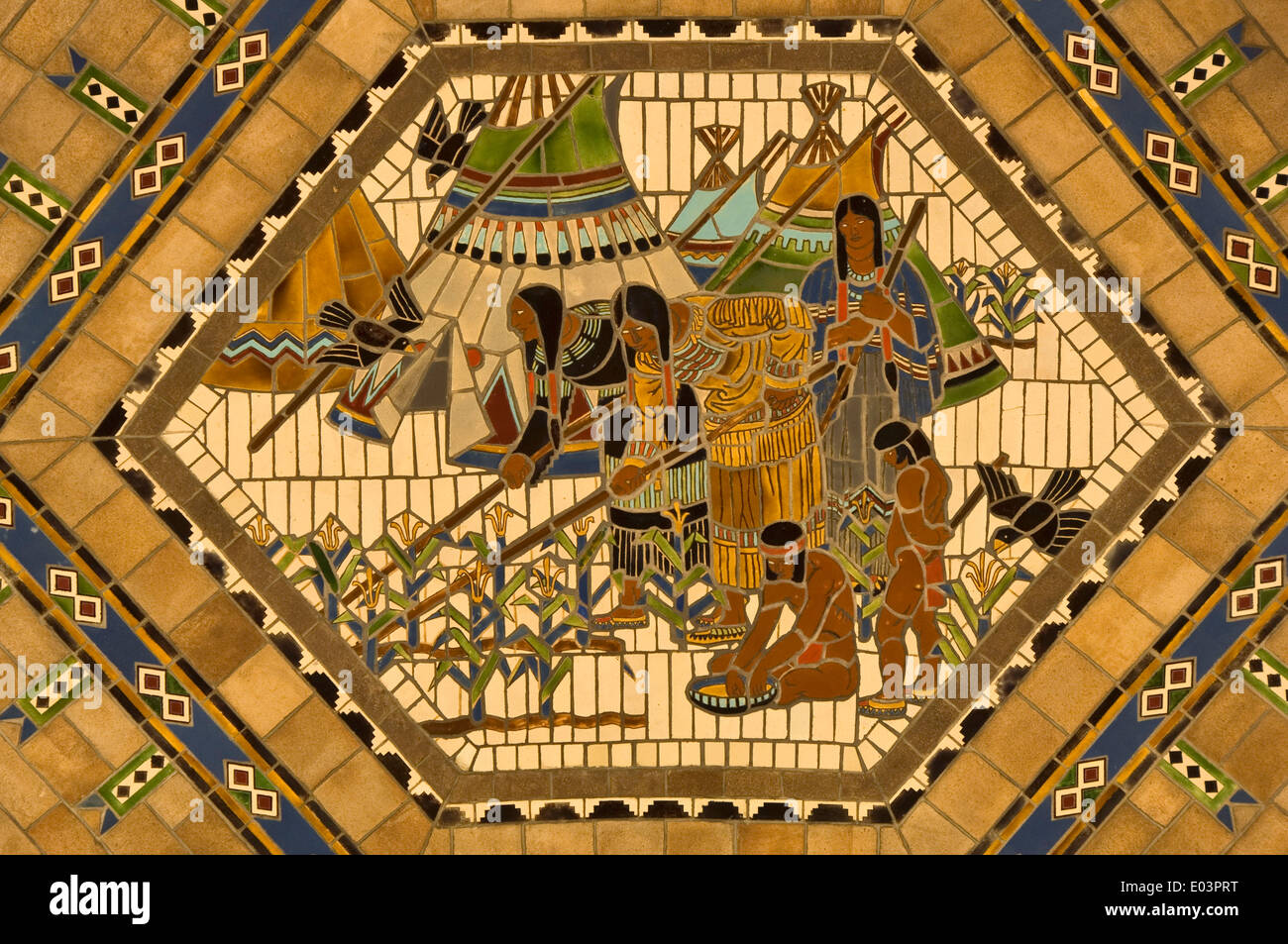 Vaulting with mosaic murals, Nebraska State Capitol, LIncoln, Nebraska, USA Stock Photo Alamy
