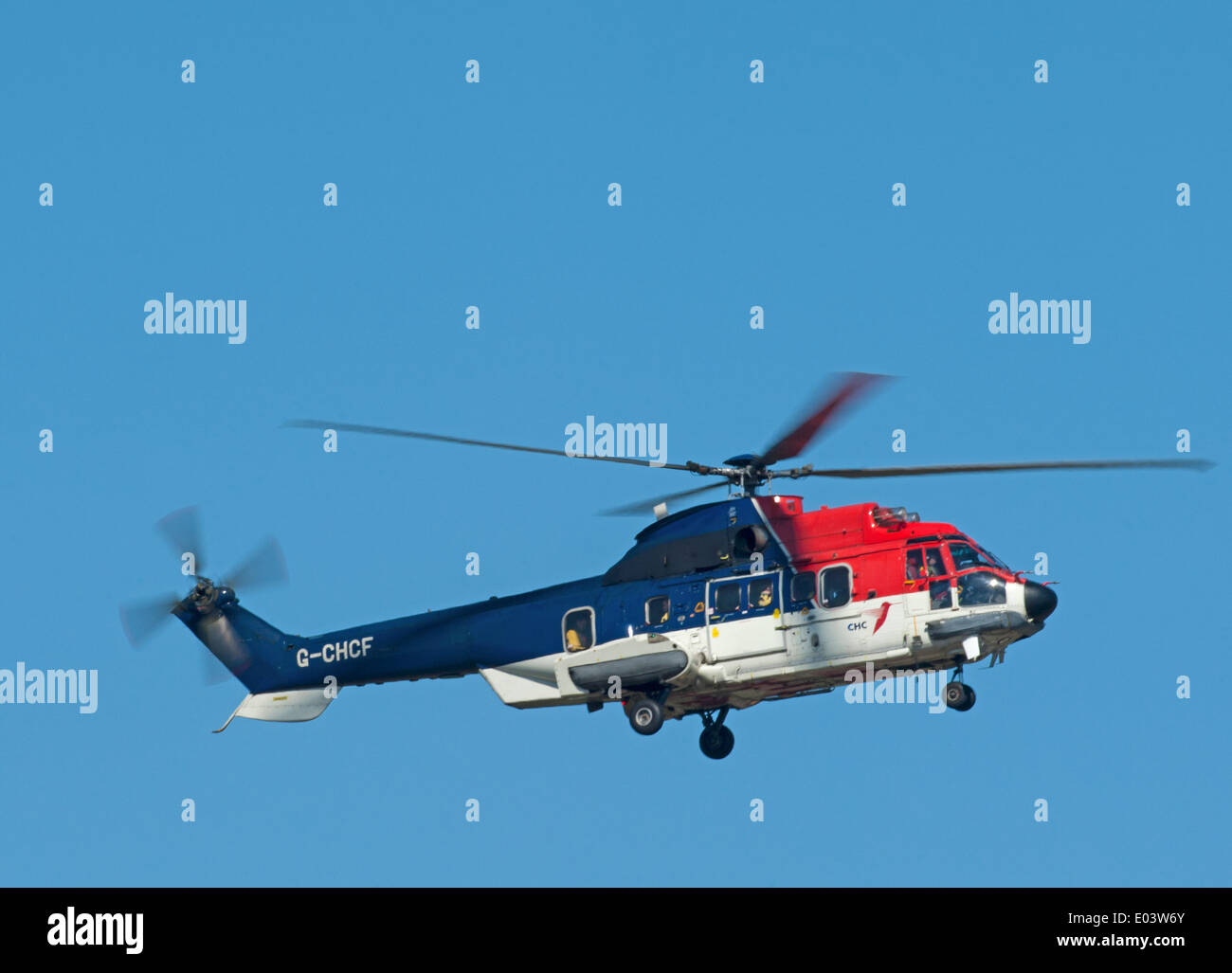 North Sea Oil Rig Workers Transport AS 332L-2 Super Puma Helicopter. SCO  9075 Stock Photo - Alamy
