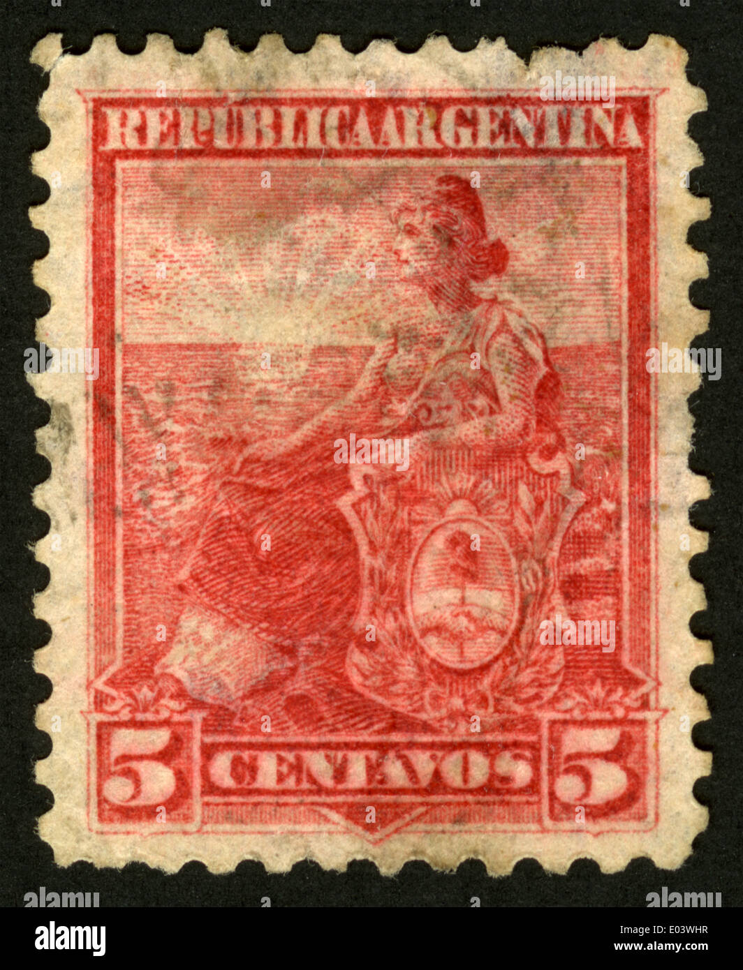 ARGENTINA - 1899: A stamp printed in the Argentina, shows an allegory