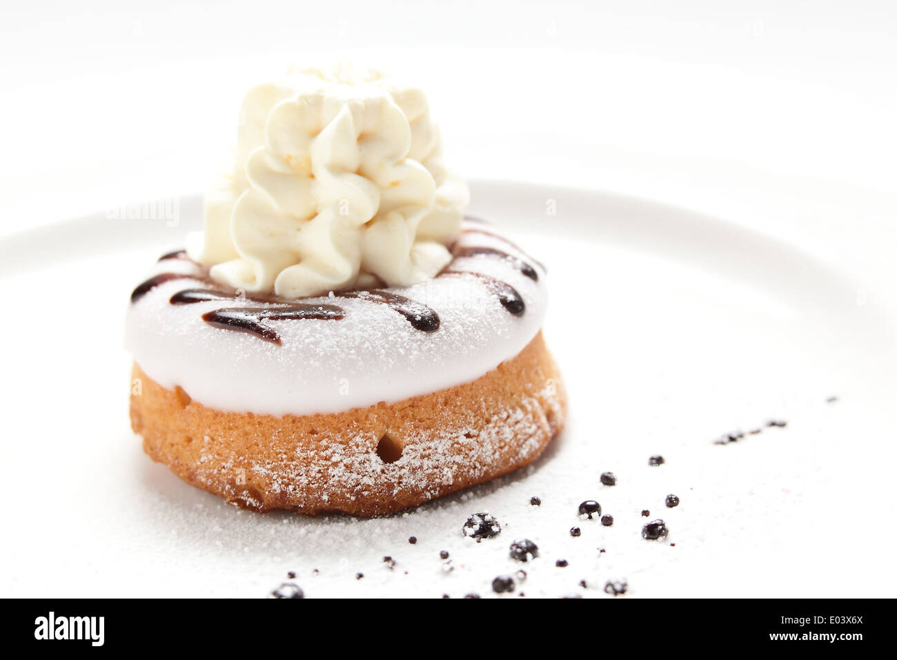tasty and sweet cake on dish and white background Stock Photo - Alamy