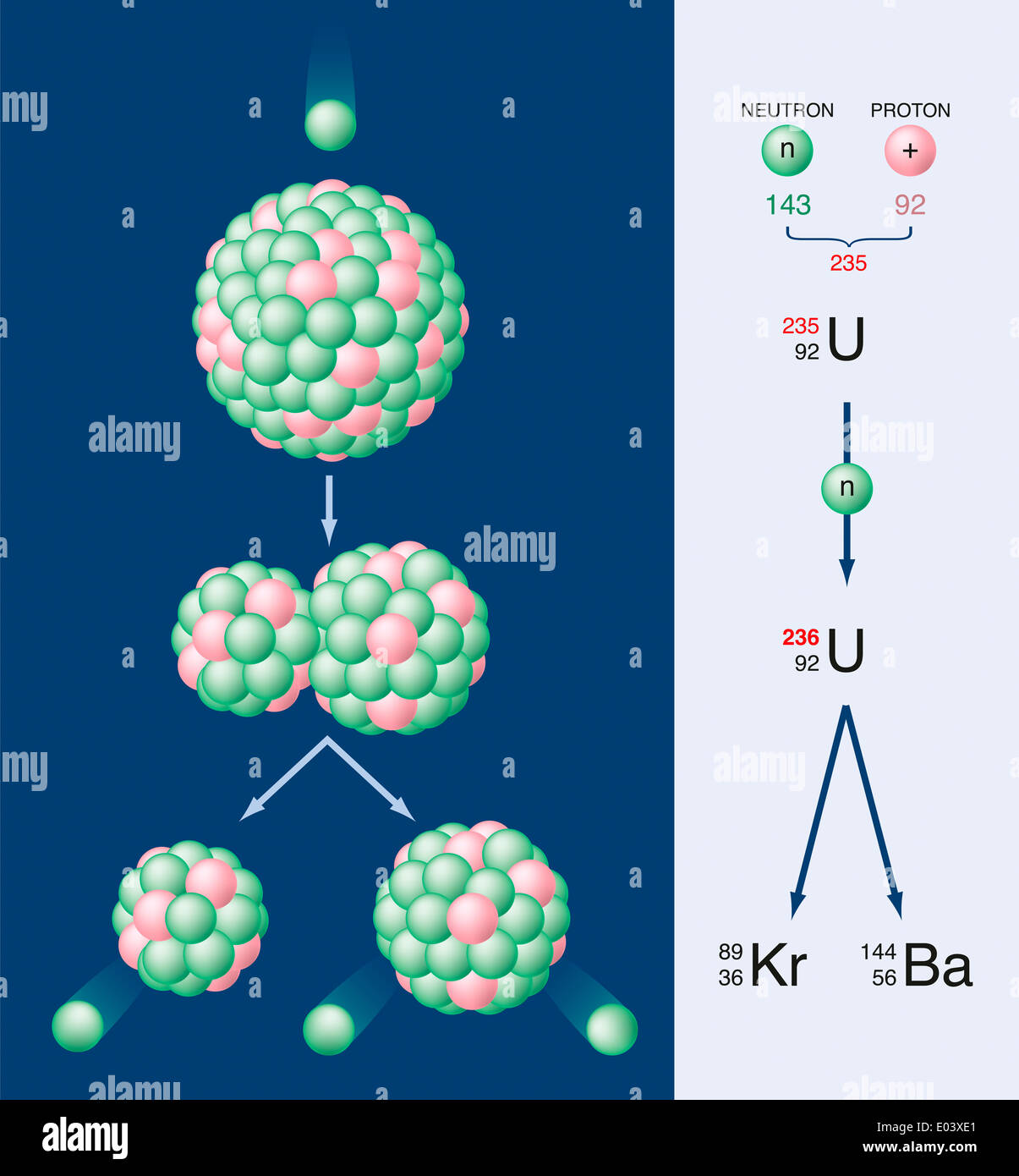 Nuclear Fission Of Uranium 235 Stock Photo