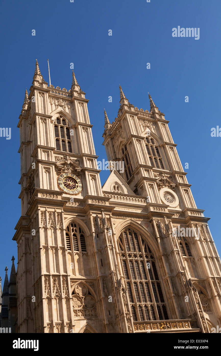 Westminster Abbey towers exterior London. Stock Photo