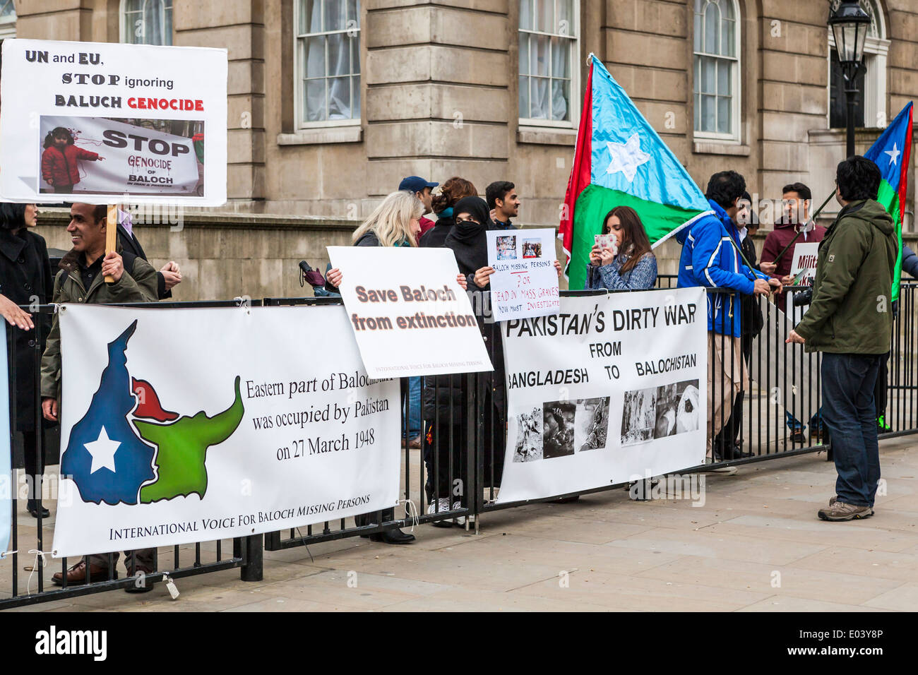 Balochistan Black Day: Baloch Nationalists protest the forceful occupation of Balochistan by Pakistan at Downing street, London Stock Photo