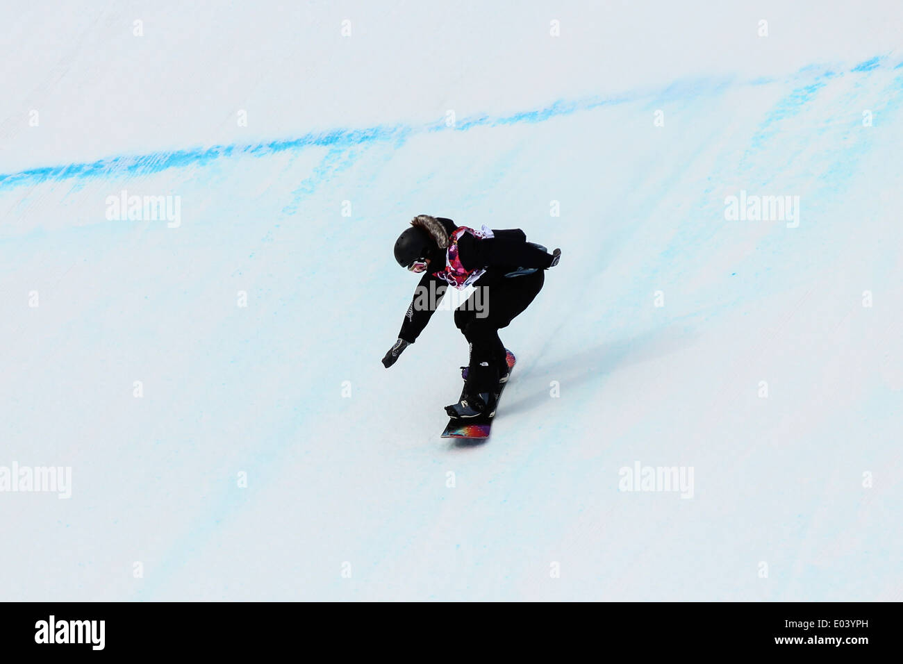 Shelly Gotlieb (NZL) competing in Women's Snowboard Slopestyle at the Olympic Winter Games, Sochi 2014 Stock Photo