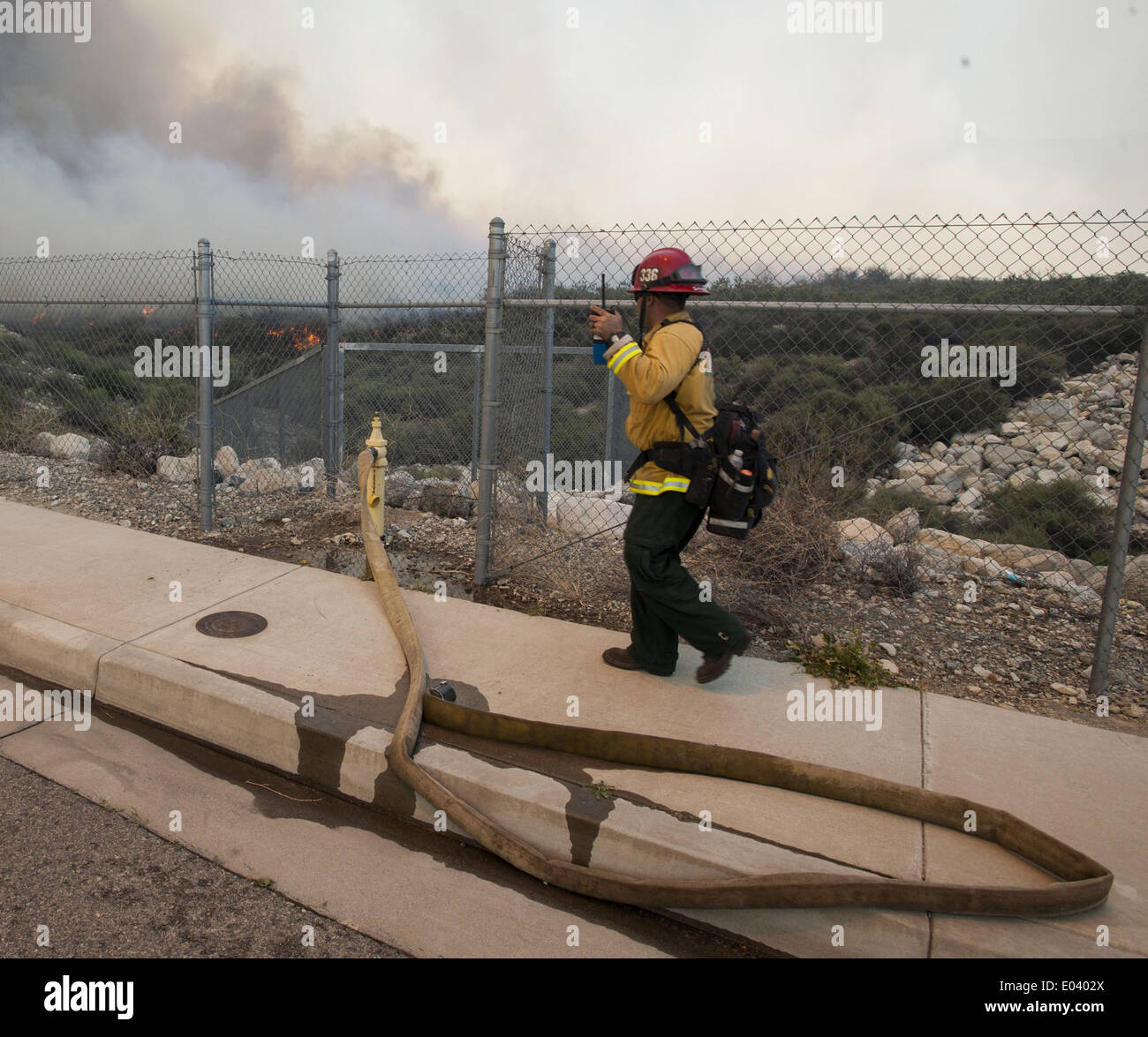 Rancho Cucamonga, California, USA. 30th Apr, 2014. Flames approach