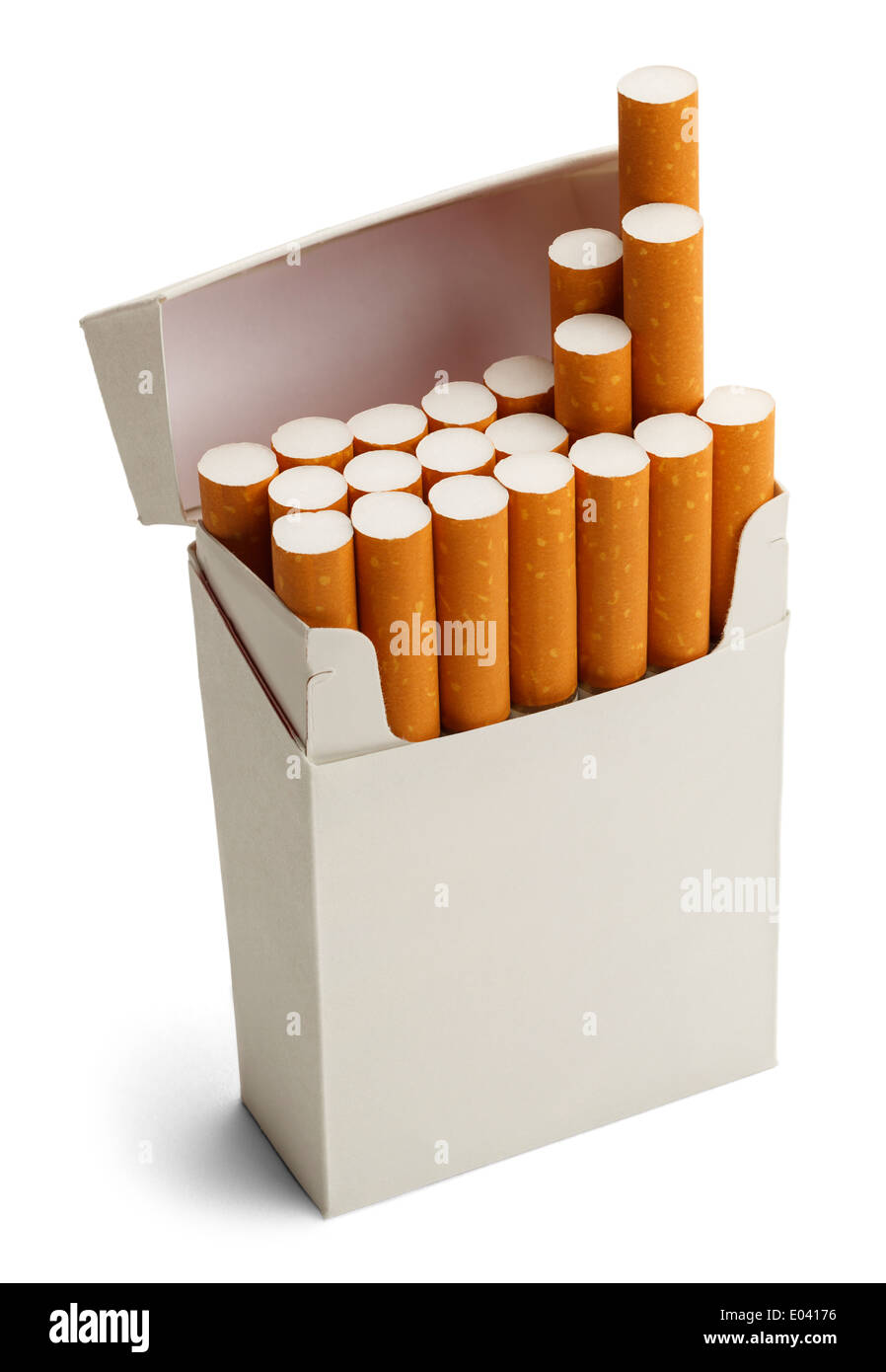 Pack of Cigarettes With Copy Space Isolated on White Background. Stock Photo