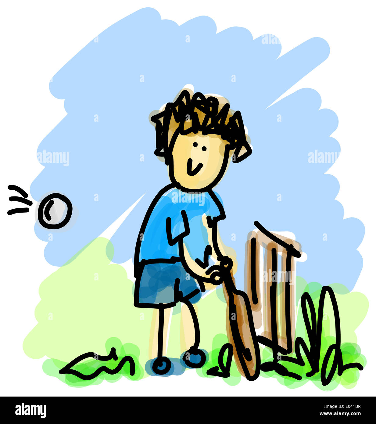 Illustration of a cricketer Stock Photo