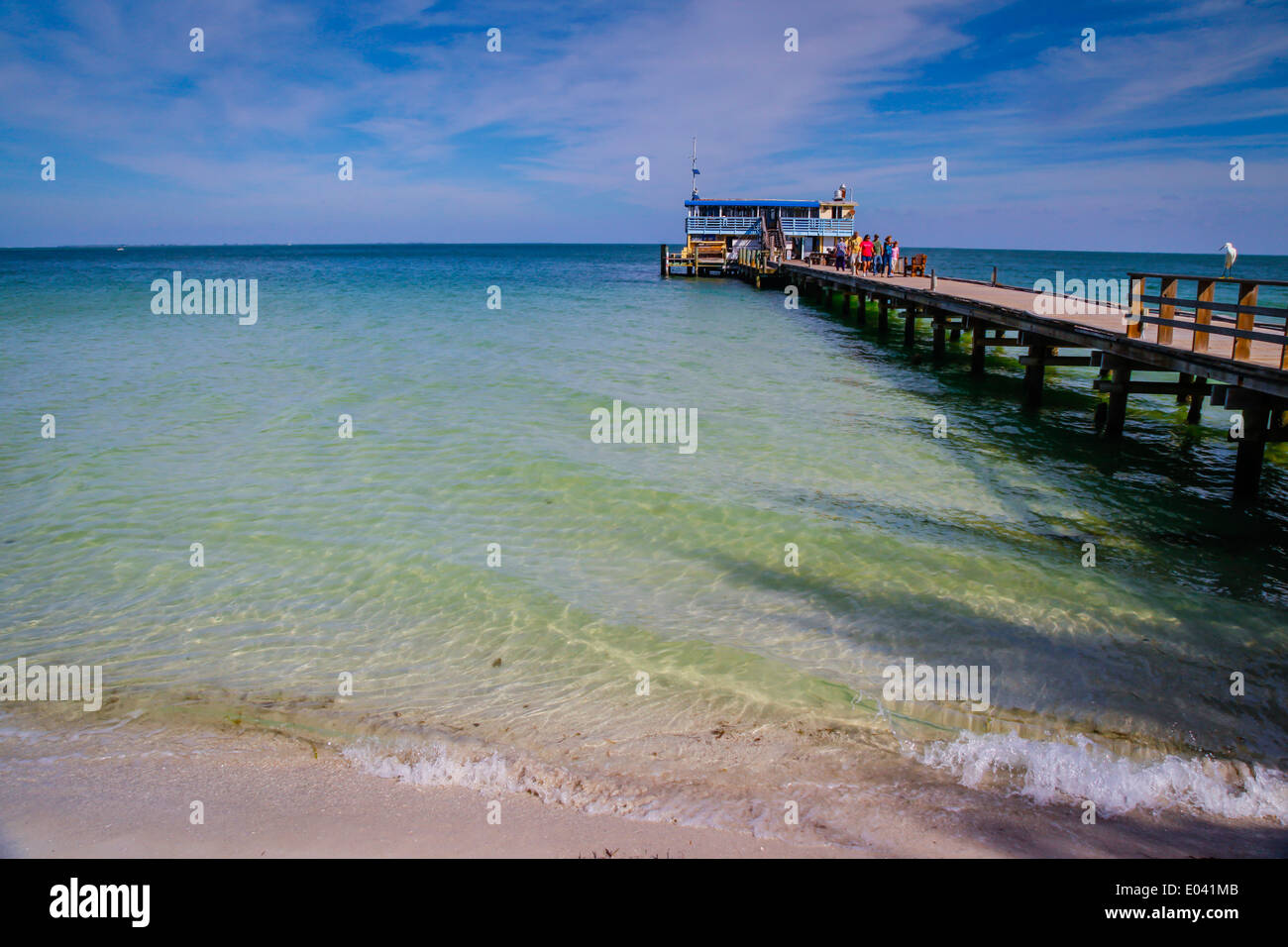The Rod & Reel Pier on Anna Maria Island, FL surrounded by the Gulf of Mexico Stock Photo