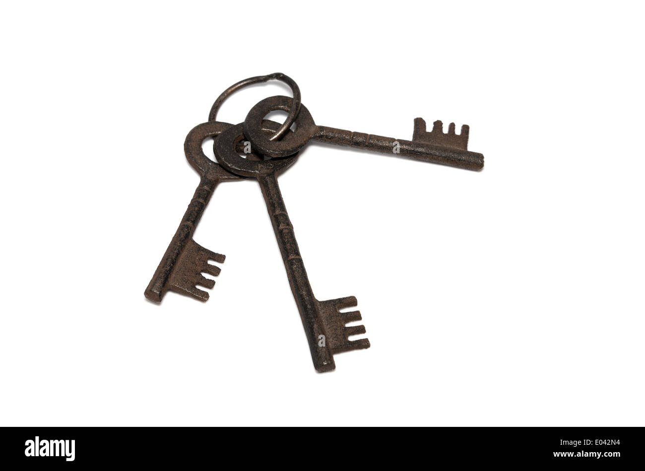 old metal keys isolated on white background Stock Photo