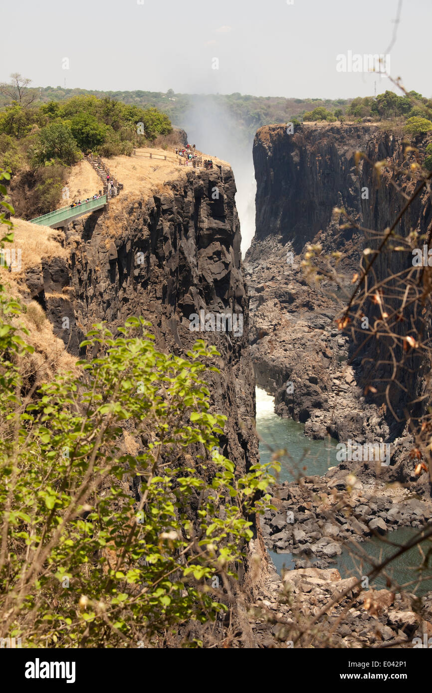 Eastern cataract and Knife Edge Bridge Victoria Falls MosioaTunya dry