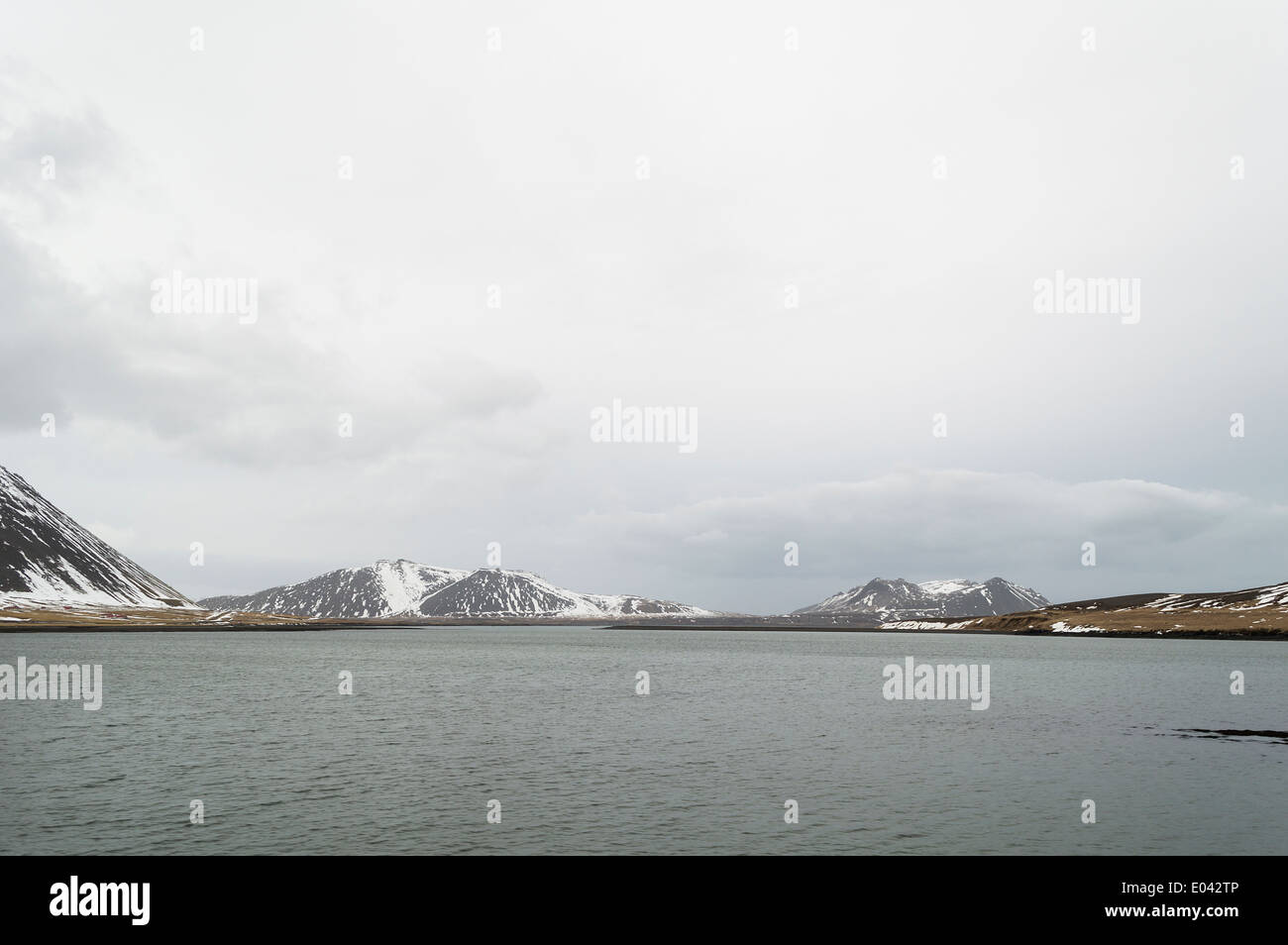 the iceland mountians and lake around snaefellsnes Stock Photo