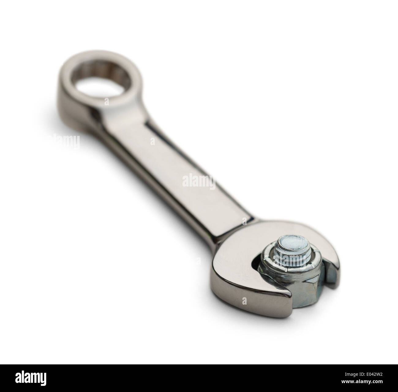 Wrench and Bolt Isolated On White Background. Stock Photo