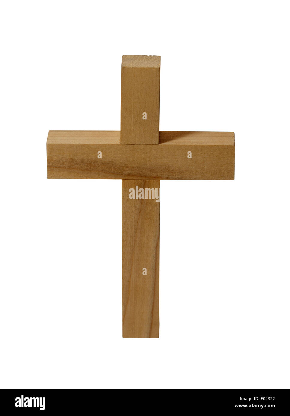 Wood Cross Isolated on White Background. Stock Photo