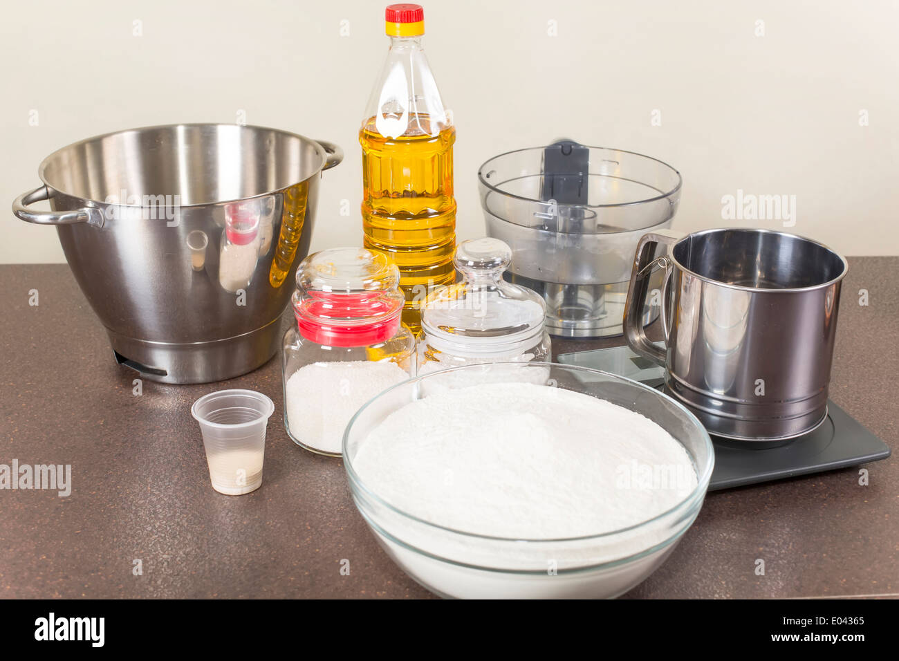 suite of products and utensils for making bread Stock Photo Alamy