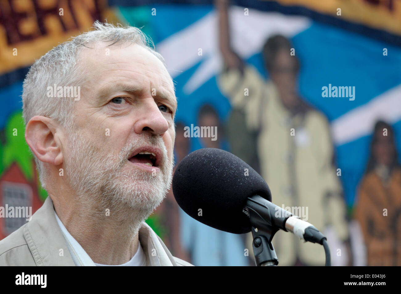 Jeremy Corbyn MP speaking at May Day rally, London May 1st 2014 Stock Photo