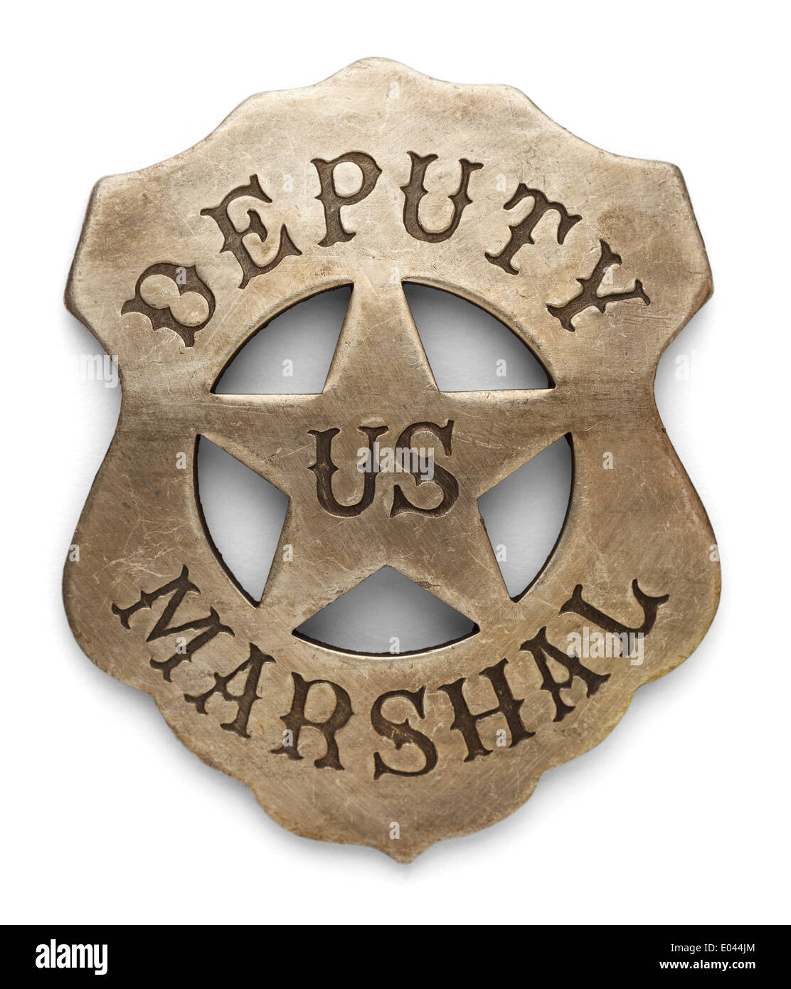 US Sheriff Deputy Marshals Badge Isolated on White Background. Stock Photo