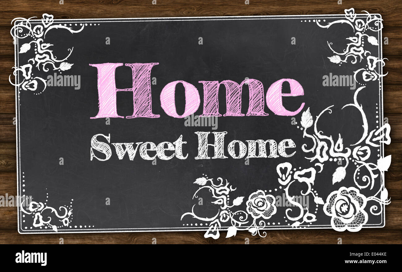 Home Sweet Home with Vintage Florals and Clipping Path Stock Photo