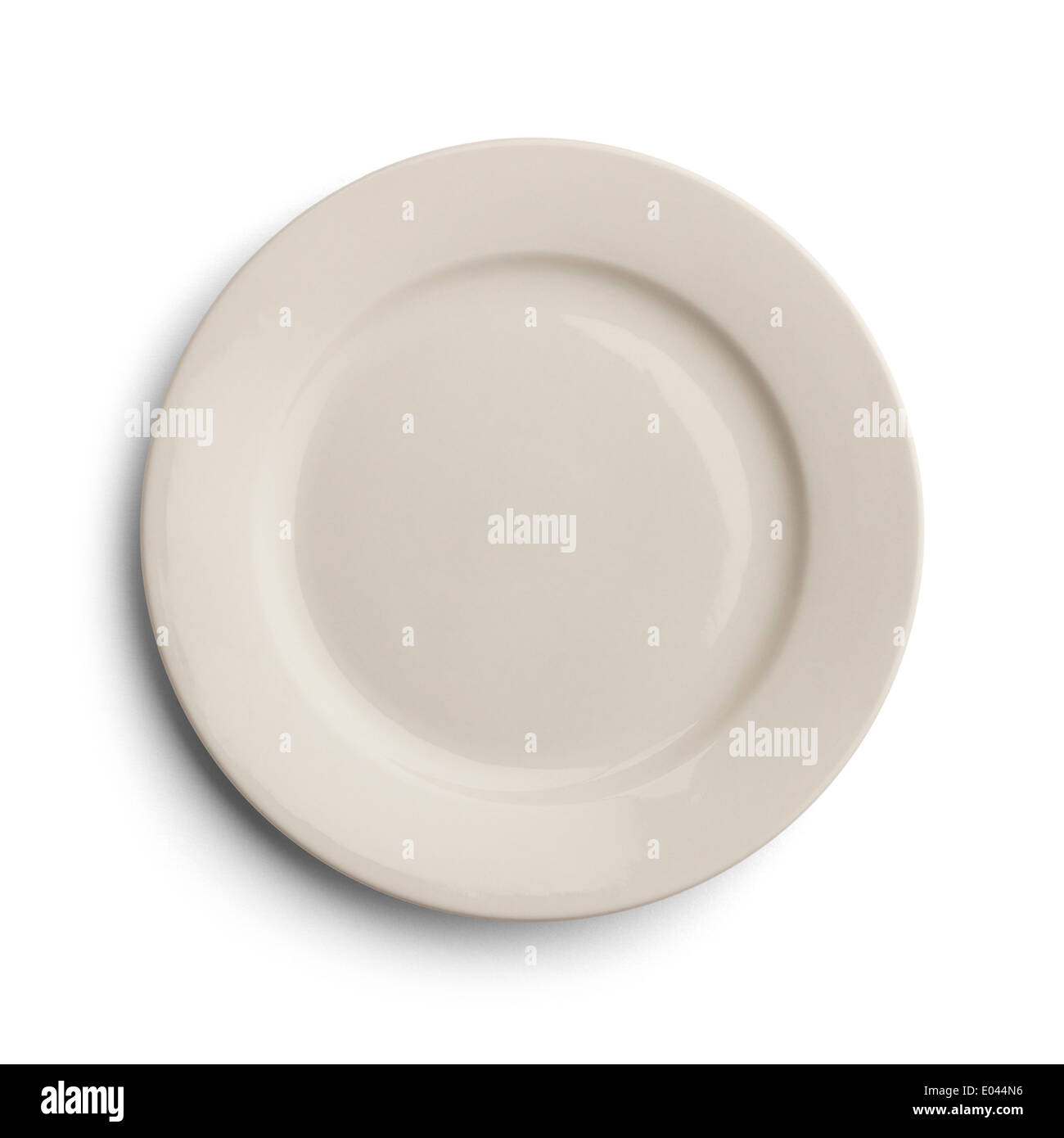 White Ceramic Dinner Plate Isolated on White Background. Stock Photo