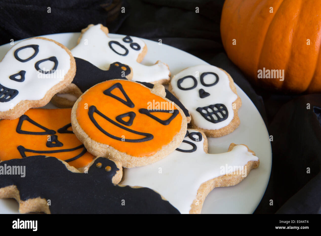 Plate of Homemade Halloween Cookies Stock Photo