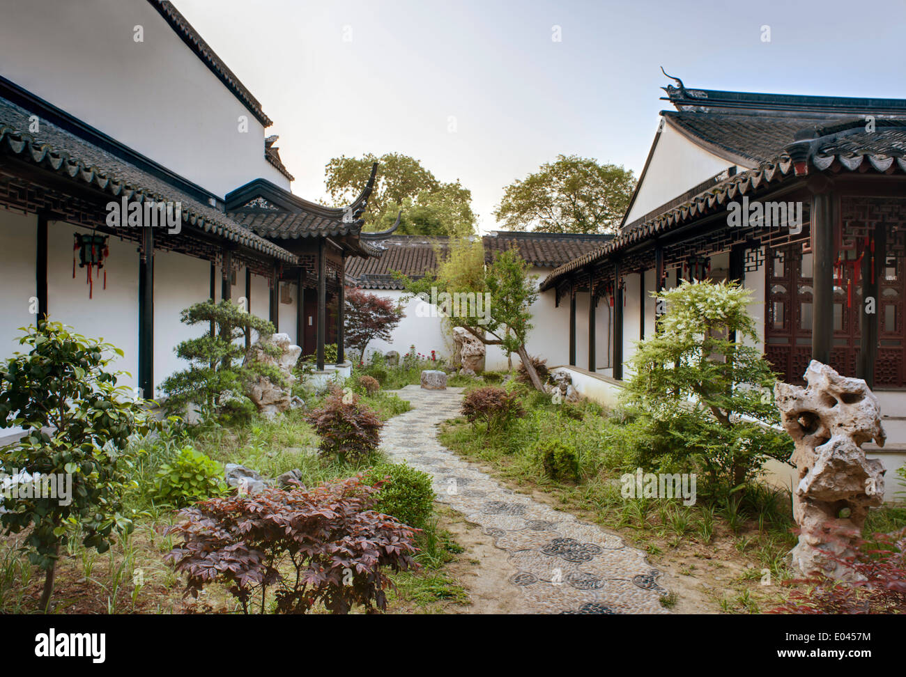 Courtyard garden of the old Suzhou Museum, a former palace. Stock Photo