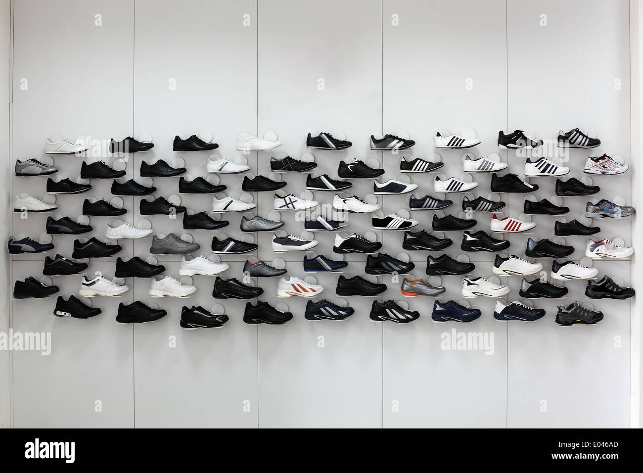 white clean and brand new shoes store Stock Photo Alamy