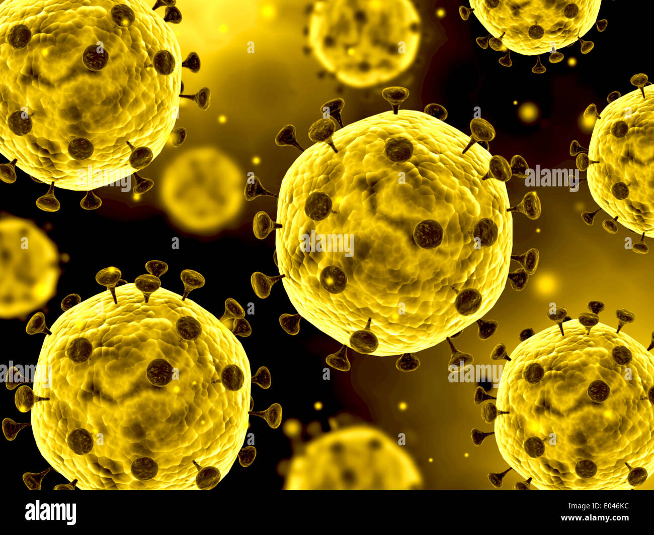 Microscopic view of coronavirus. Stock Photo
