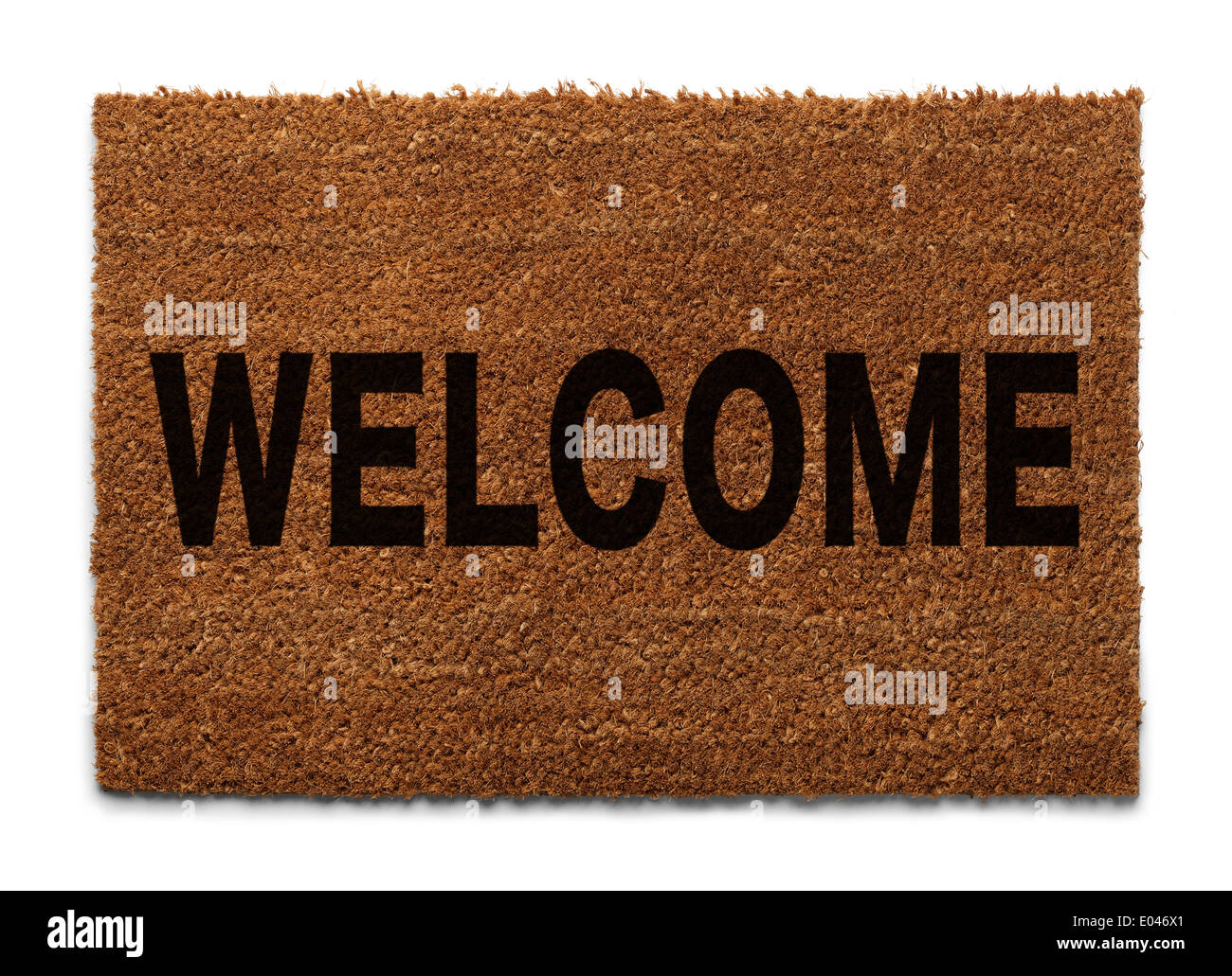 Door Mat From Top View Isolated on White Background. Stock Photo