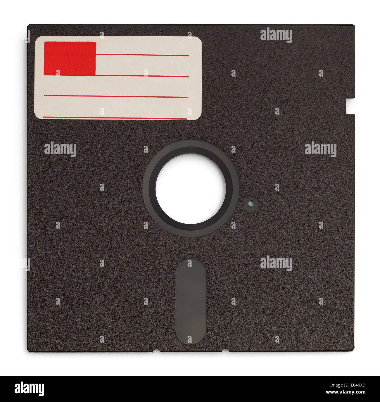 Old Retro Computer Disc with Copy Space Label Isolated on White Background. Stock Photo