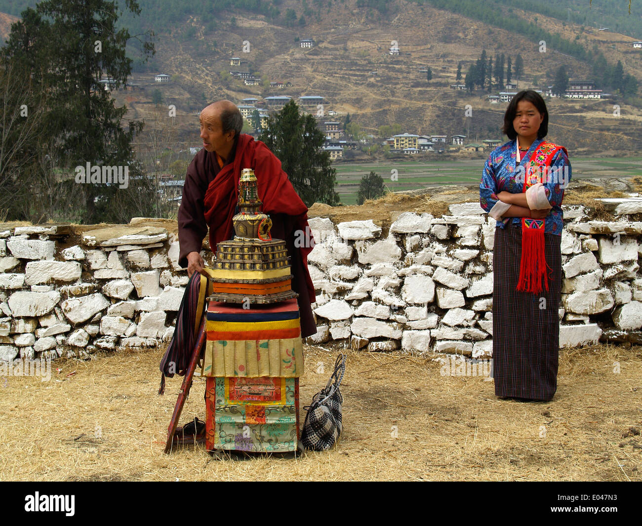 A vendor at the Tsechu Festival in Paro,Bhutan Stock Photo