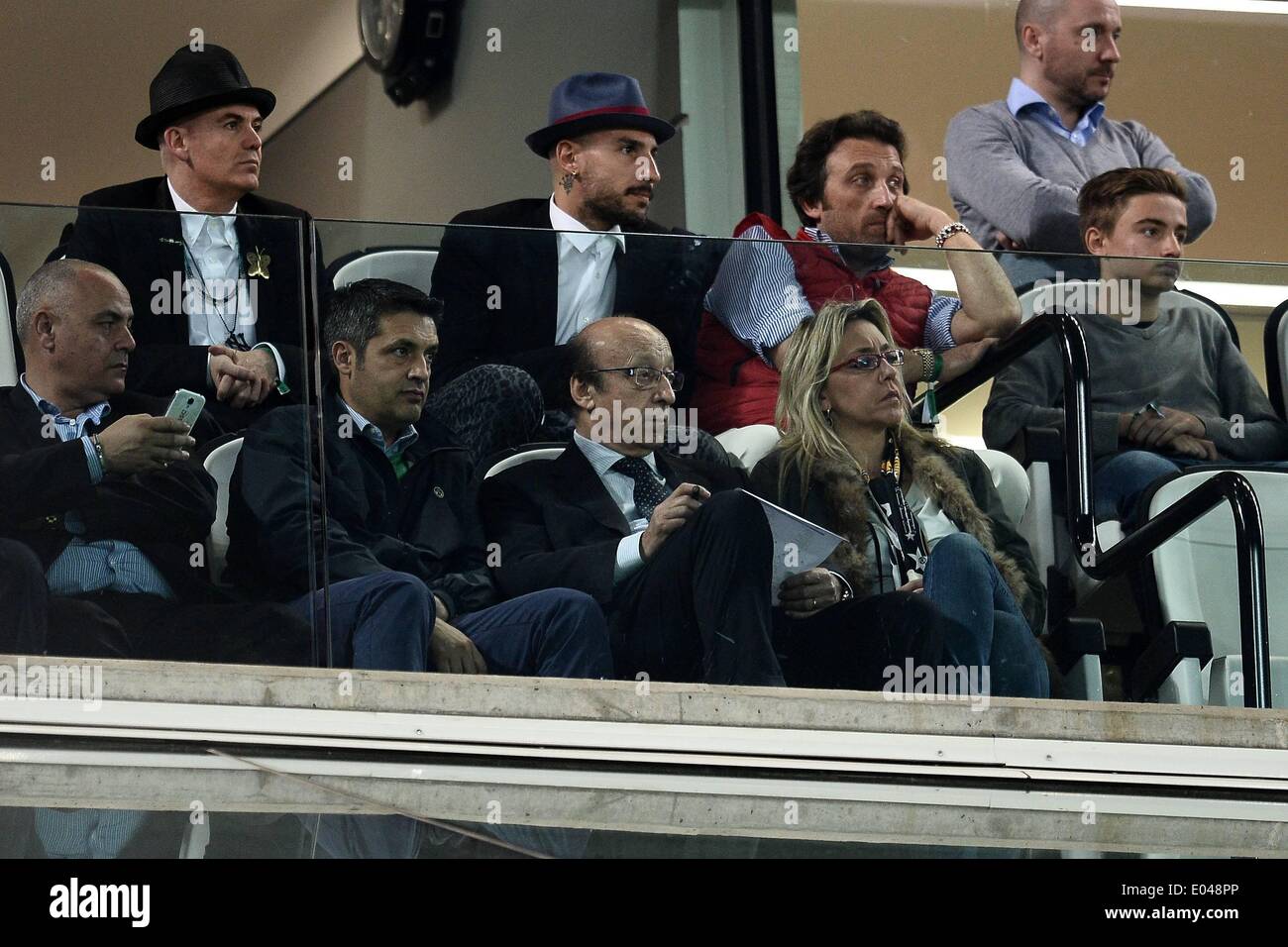 Turin, Italy. 01st May, 2014. UEFA Europa League Football. Semi-final 2nd leg. Juventus versus Benfica. Luciano Moggi watches the match Credit:  Action Plus Sports/Alamy Live News Stock Photo