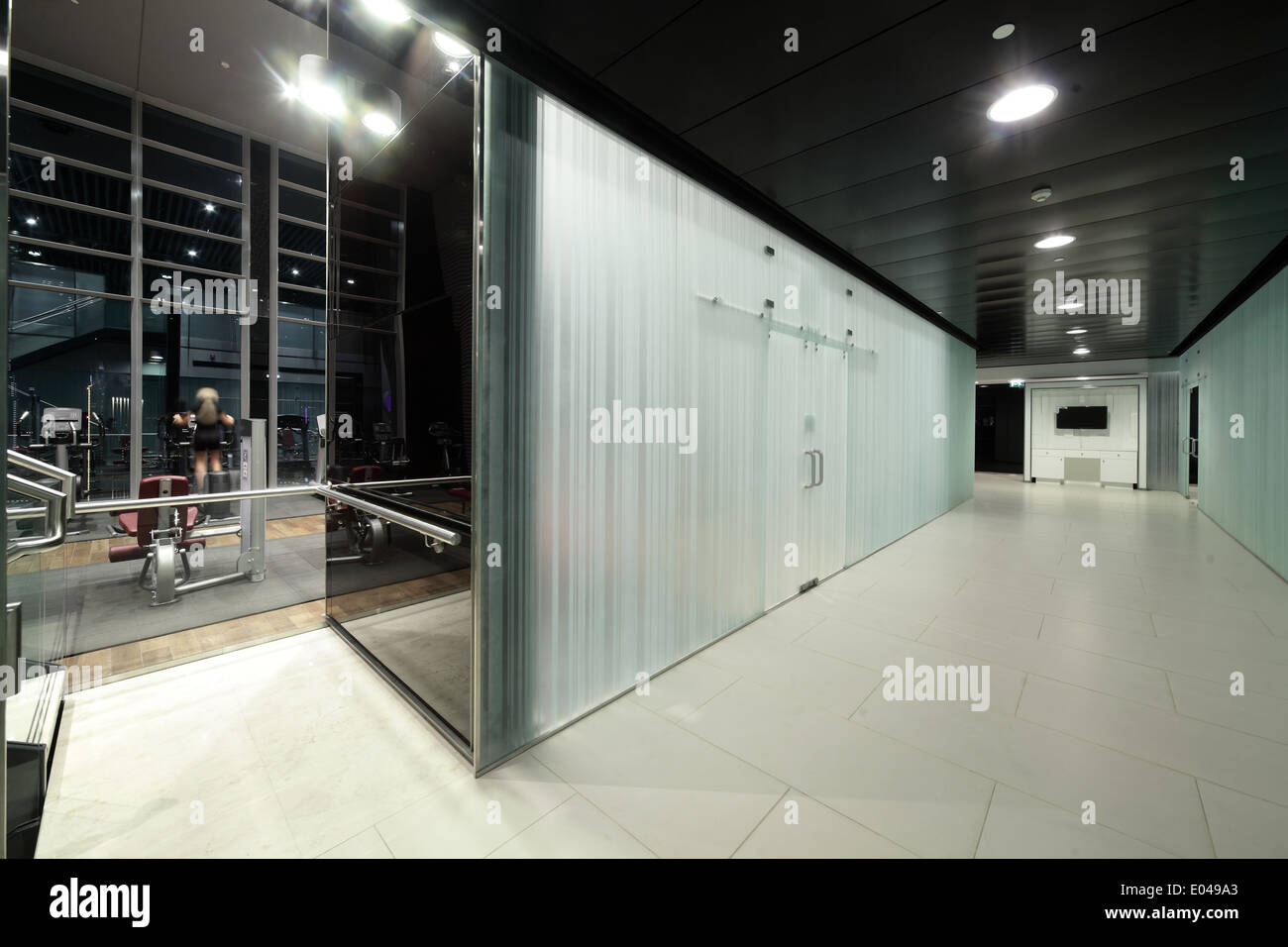 bright european gym with a lot of windows Stock Photo