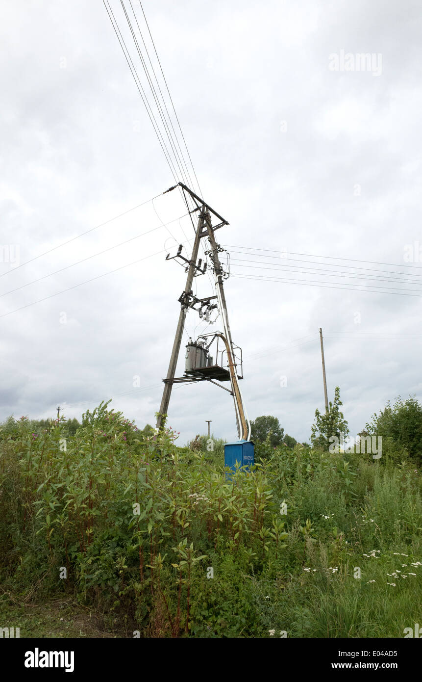 Polish electrical power tower. Rawa Mazowiecka Central Poland Stock Photo
