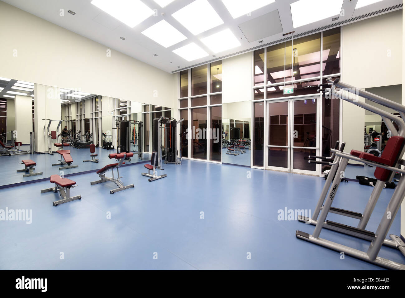 bright european gym with a lot of windows Stock Photo