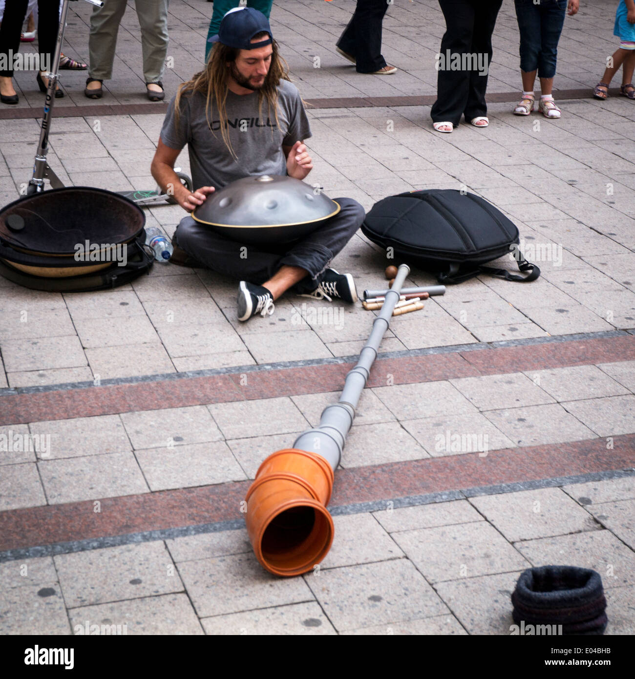 Street musician Hamburg Stock Photo